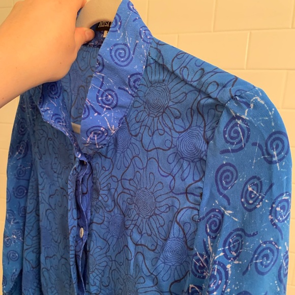 Harshita Water Flora Silk Button Down Blouse - Picture 9 of 15